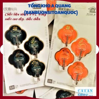 VỈ 4 MÓC HOA MAI XANH CAM - Vỉ 4 Móc Dán Tường Siêu Dính Hình Hoa 4 Cánh Màu Sắc Sặc Sỡ Treo Đồ: MOCDANTUONG62