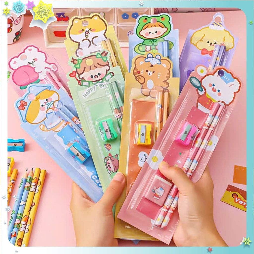 COMBO SET ĐỒ DÙNG HỌC TẬP MINI 5 CHI TIẾT - Học Tập Dễ Thương Dành Cho Học Sinh-Bộ 5 Dụng Cụ Học Tập Tiện Lợi
