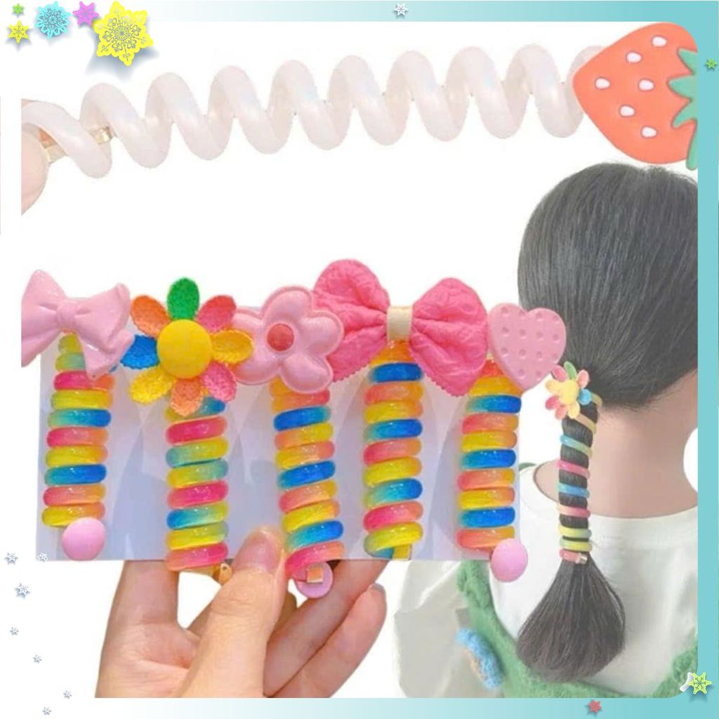 [COMBO 10] Dây Buộc Tóc Lò Xo Cho Bé Gái - Tạo Kiểu Tóc Đẹp- Đính Nơ Bay- Hoa Xinh Xắn- An Toàn