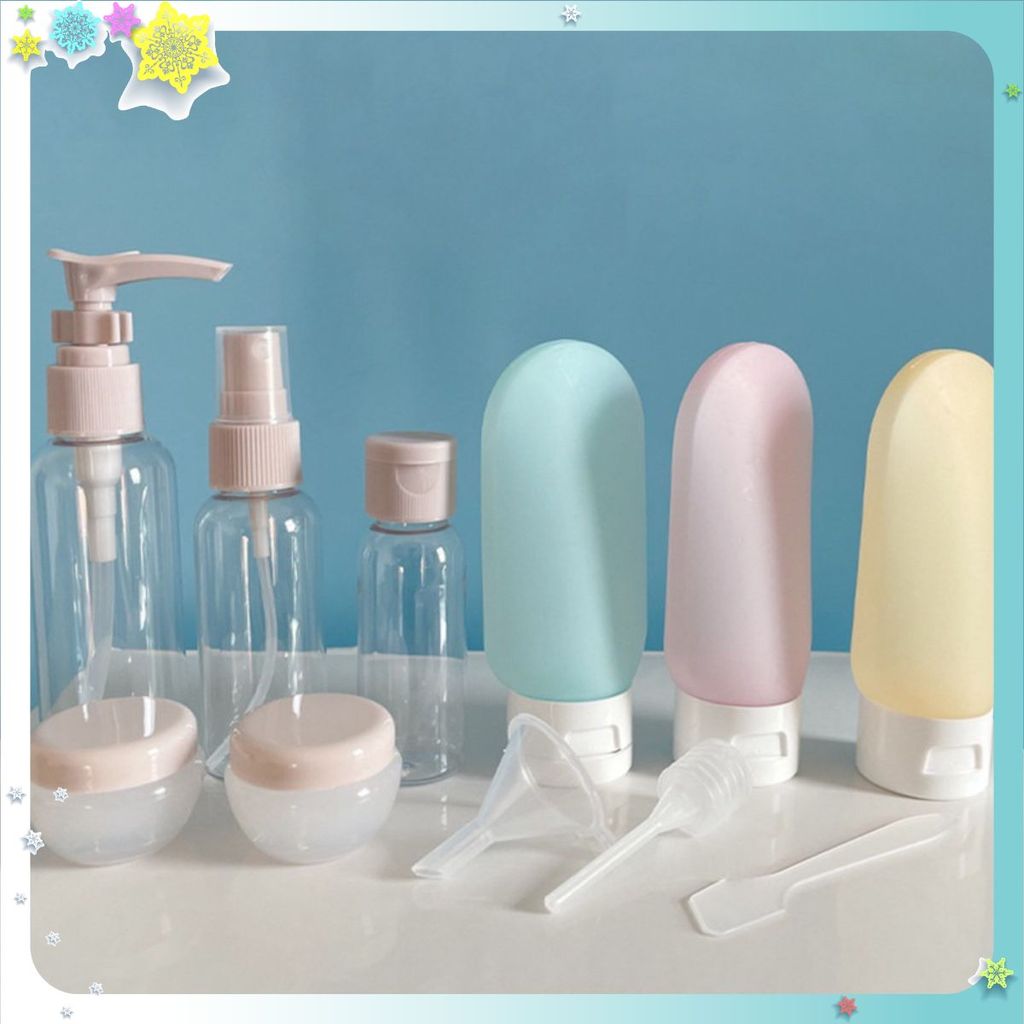 BỘ CHIẾT MỸ PHẨM 11 CHI TIẾT CHAI LỌ TUÝP DU LỊCH NHIỀU MÓN TRAVEL KIT - Chai Lọ Chiết Mỹ Phẩm- Dầu Gội- Sữa Tắm Du Lịch