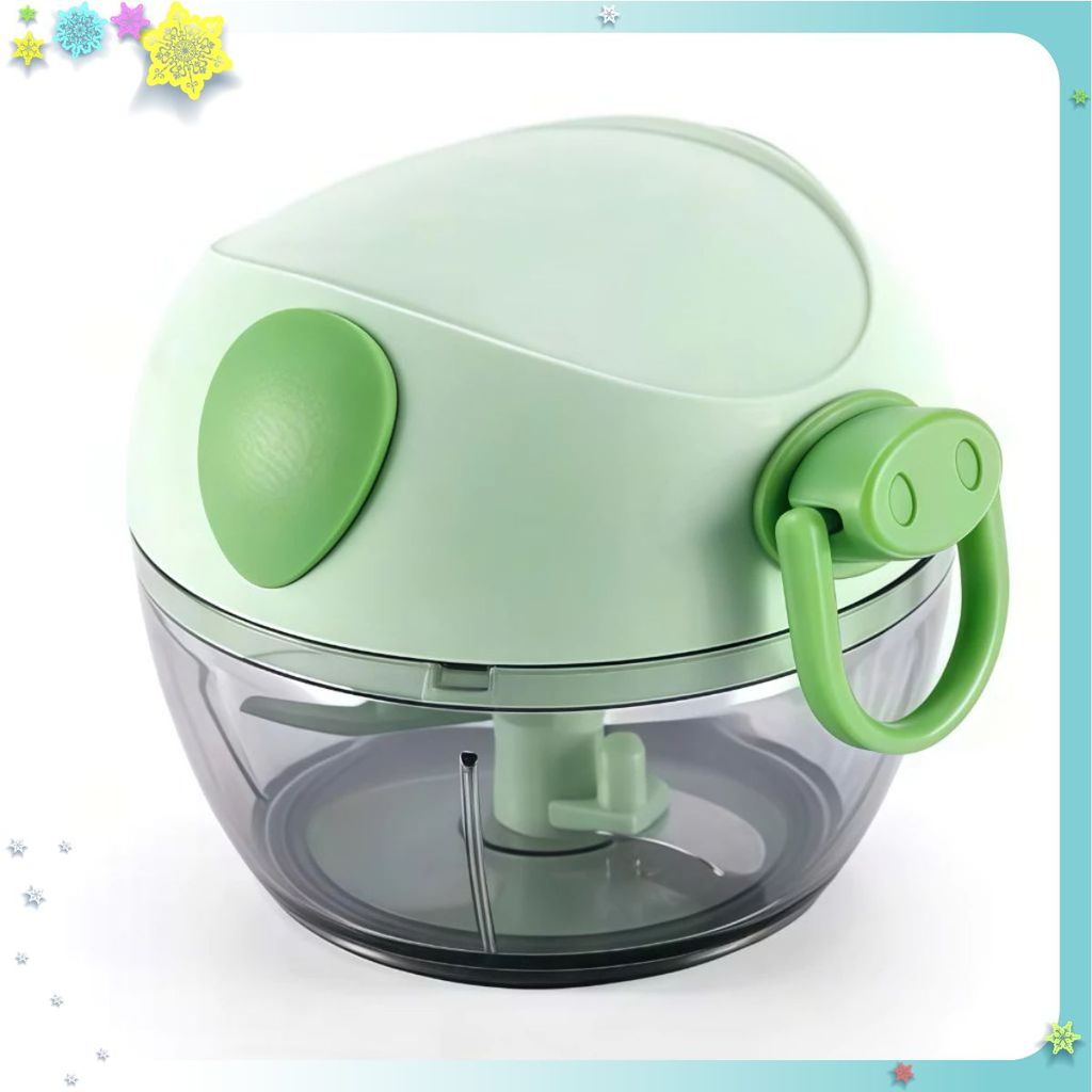 Máy Xay Tỏi Ớt Đa Năng Mini Cầm Tay Loại Mới - Dụng cụ xay tỏi ớt mini dây rút hình lợn dễ thương lưỡi thép không gỉ