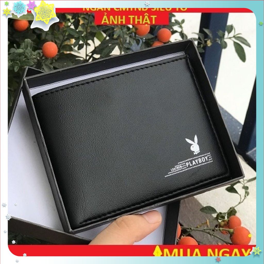 VÍ NAM HÀNG HIỆU PLAYBOY CHẤT DA ĐẸP THỜI TRANG CAO CẤP - Bóp ví da PU xịn nhiều ngăn đẳng cấp nam tính - Ví Nam Da Mềm