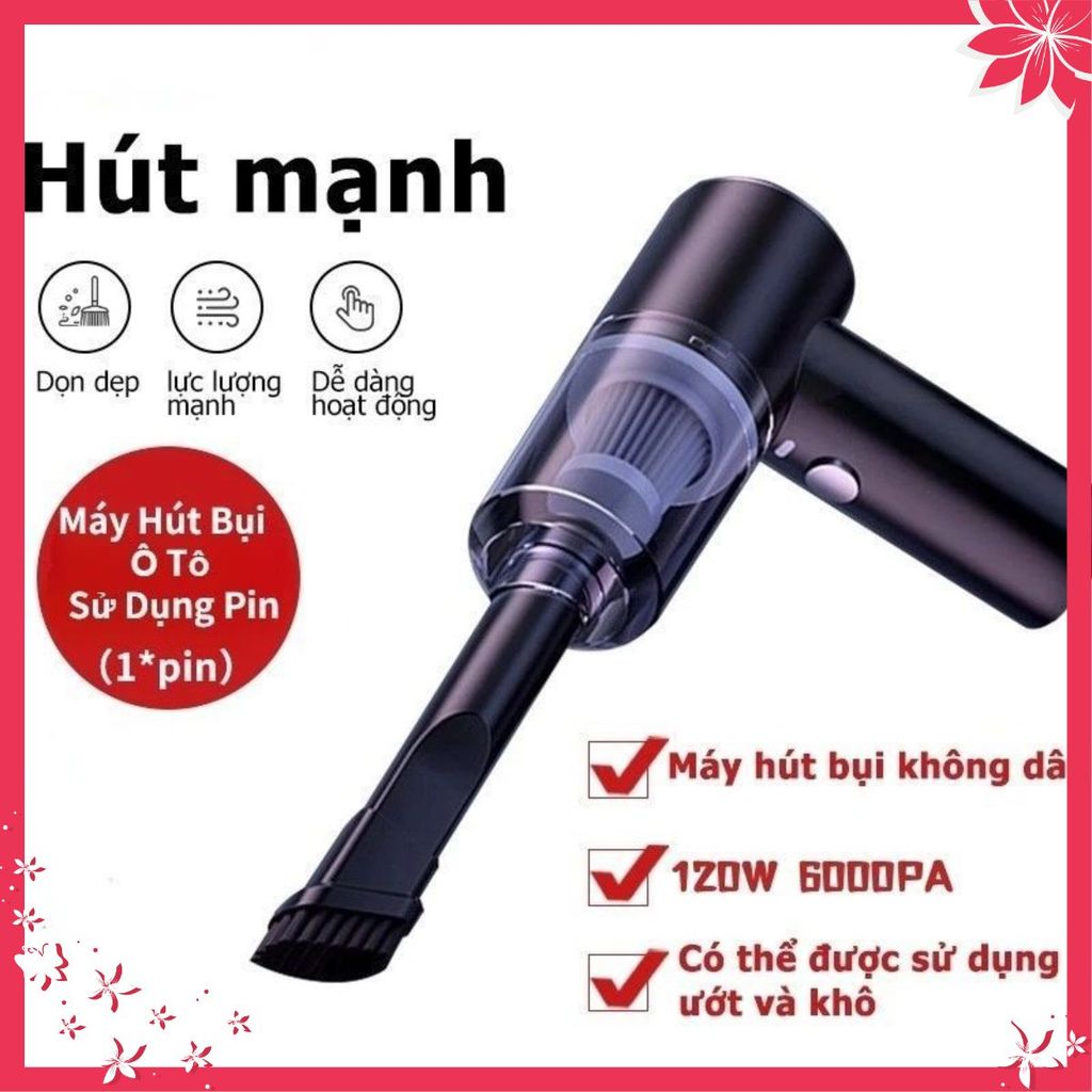 Máy Hút Bụi Mini Cầm Tay Không Dây Lực Hút 6000MPA Nhỏ Gọn- Pin Sạc Tiện Lợi- Lực Hút Siêu Mạnh- Công Suất 60w
