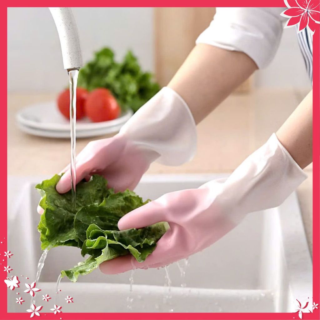 ĐÔI GĂNG TAY CAO SU 2 MÀU - Gang Tay Rửa Bát- Bao Tay Cao Su 2 Màu Siêu Dai Rửa Chén- Giặt Đồ- Vệ Sinh - GANG TAY