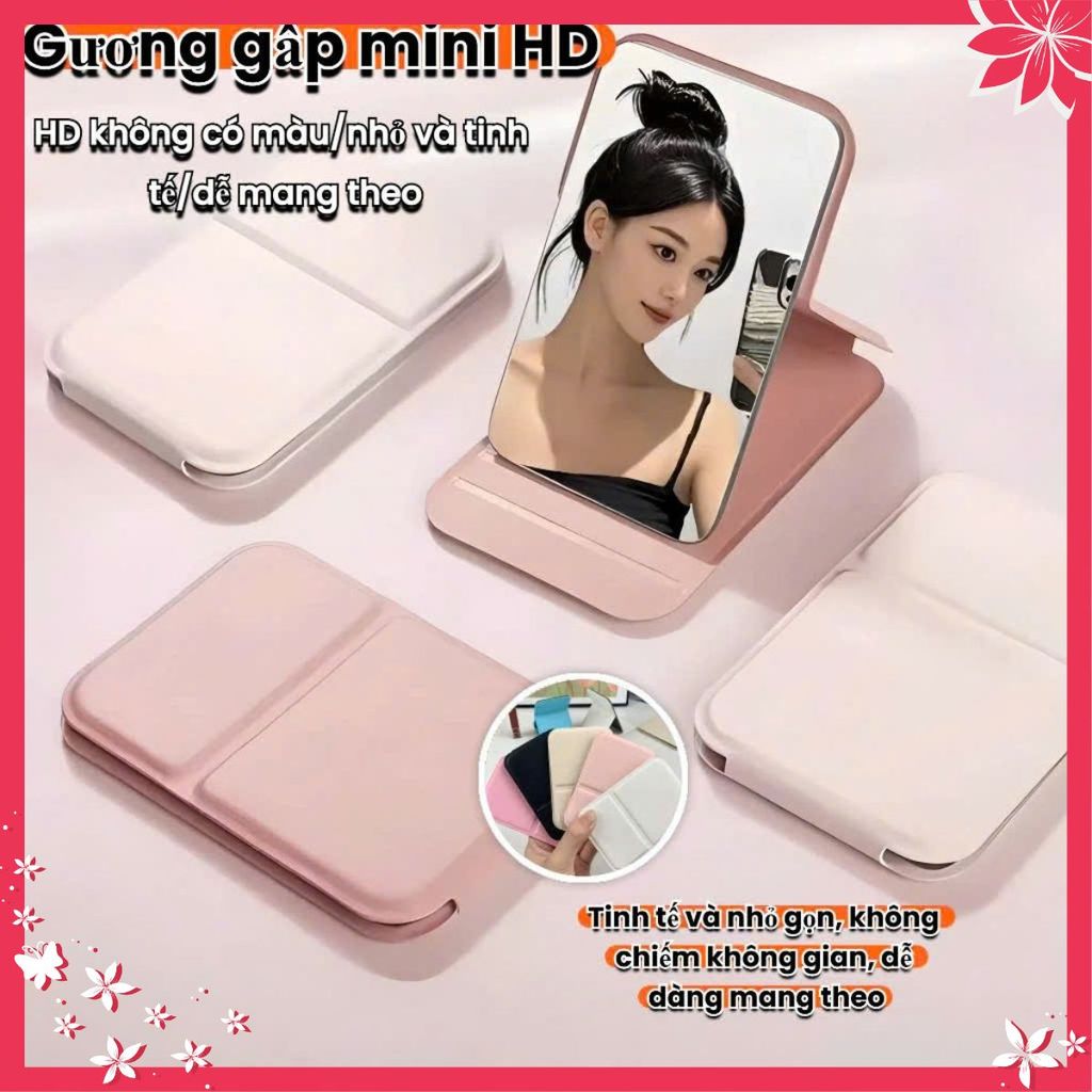Gương Gấp Gọn Để Bàn Sang Trọng-Gương Trang Điểm Bỏ Túi Dễ Mang Theo - GƯƠNG CẦM TAY NHỎ GỌN NHIỀU MÀU