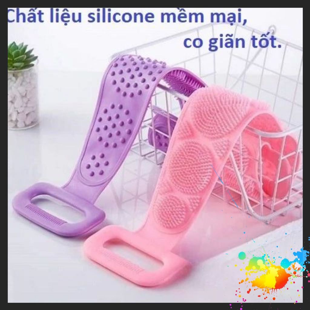 DÂY CHÀ LƯNG- ĐAI TẮM SILICON - Chà Lưng 2 Mặt Gai Tẩy Tế Bào Chết - Massage Cơ Thể Khi Tắm