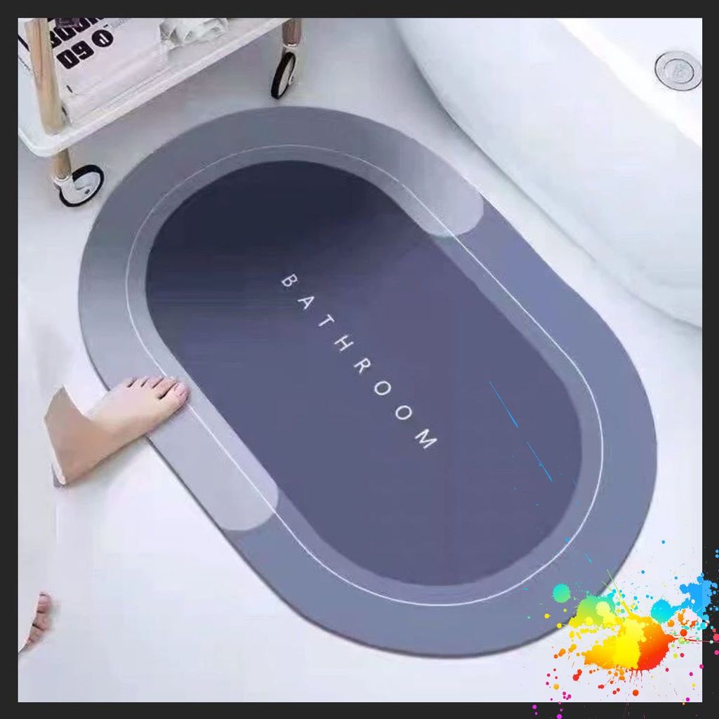 THẢM LAU CHÂN SILICON CAO CẤP SIÊU THẤM HÚT NƯỚC (40X60CM) - Thảm Chùi Chân Đế Cao Su Chống Trơn Trượt