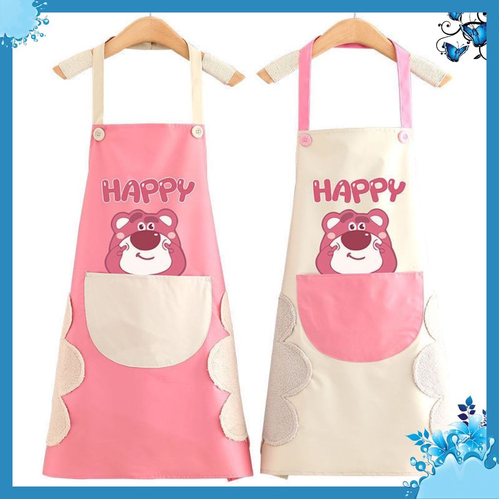 TẠP DỀ CHỐNG THẤM NƯỚC HÌNH GẤU DÂU LOTSO DỄ THƯƠNG - Tạp Dề Nấu Ăn Chống Nước Chống Dầu Túi Đề Điện Thoại Chỗ Lau Tay