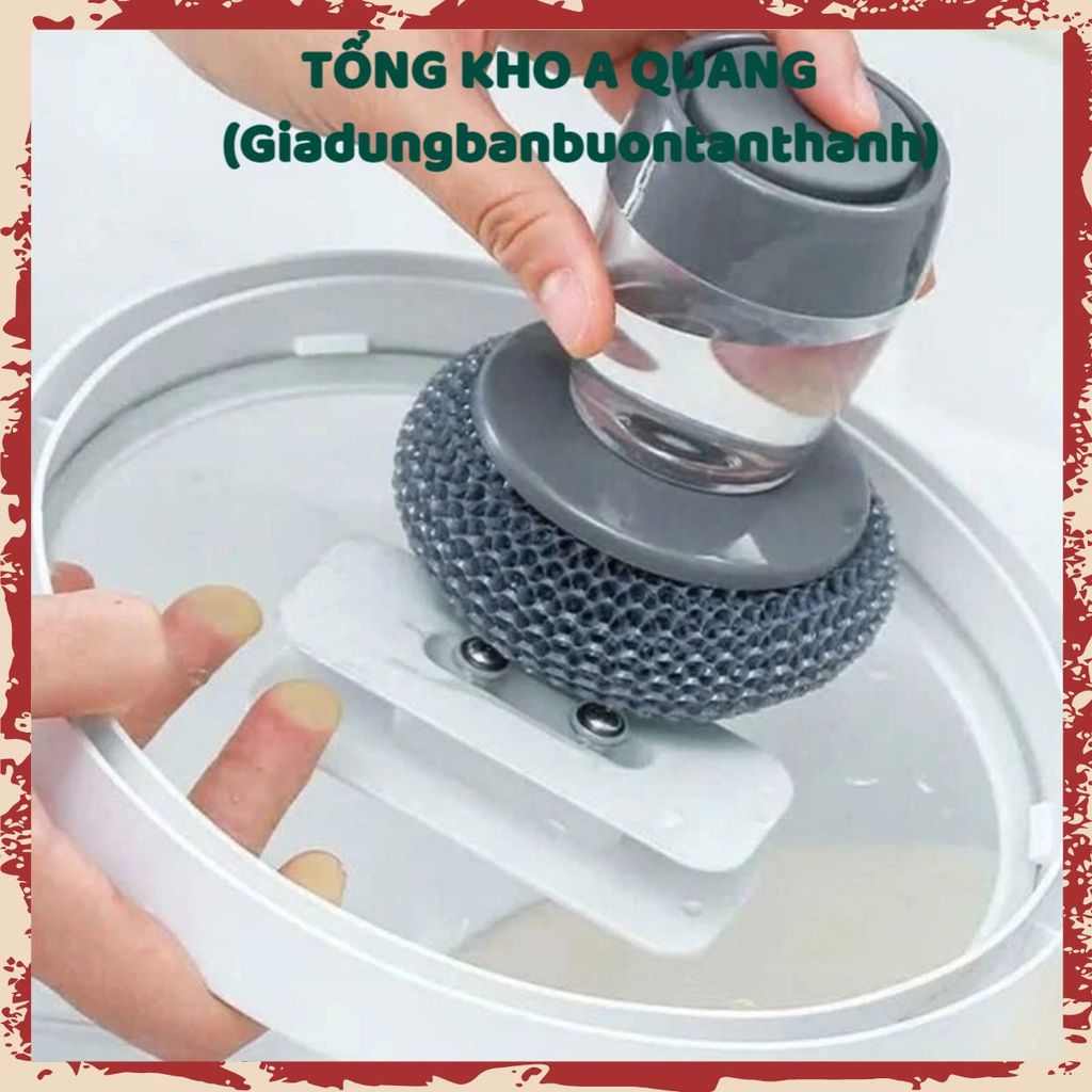Cọ Rửa Chén Bát, Xoong Nồi – Dụng Cụ Có Bình Đựng Xà Phòng, Bền Đẹp, Tiện Dụng Cho Gia Đình