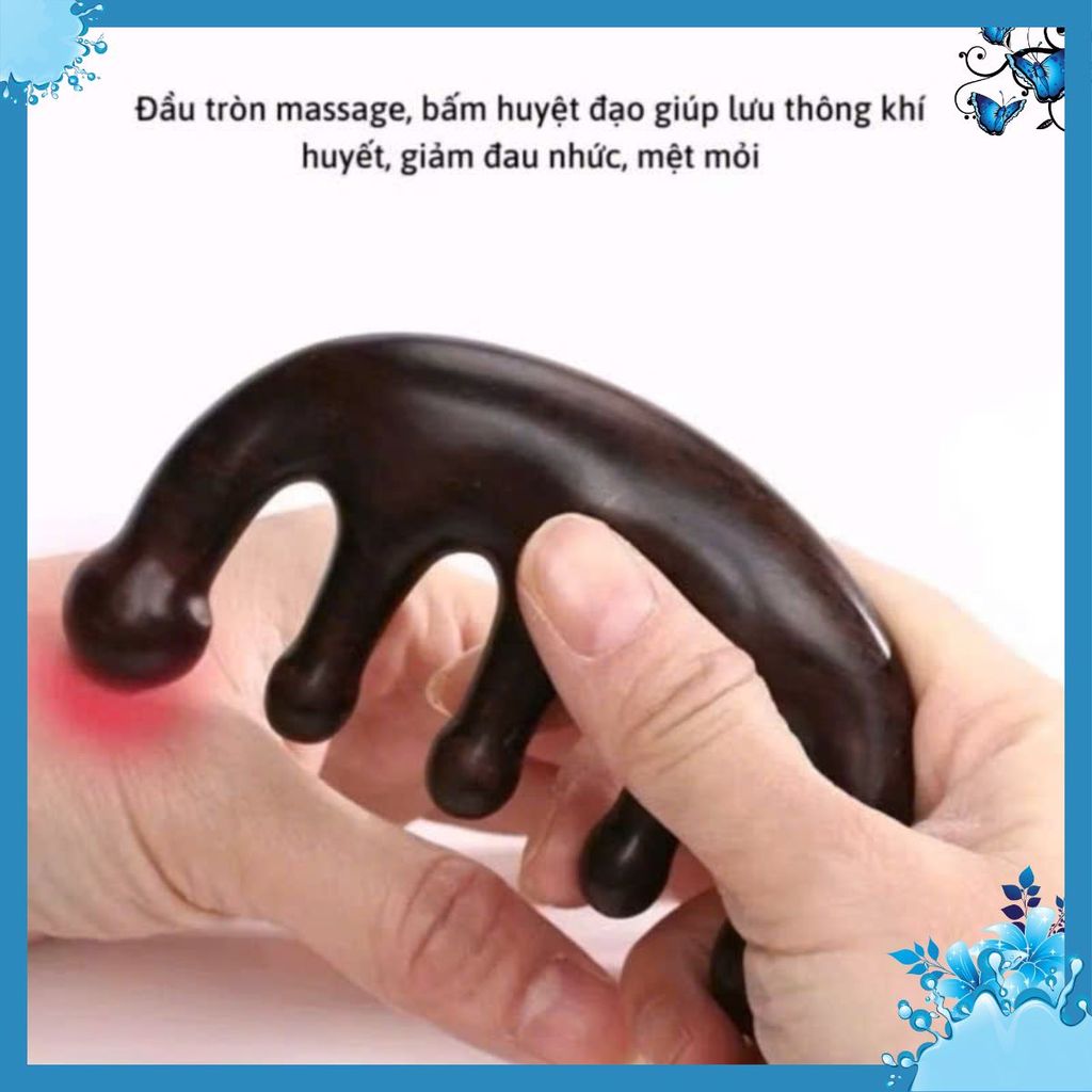 LƯỢC GỖ ĐÀN HƯƠNG MÁT XA DA ĐẦU DÁNH CHO CẢ NAM VÀ NỮ - Lược Massage Năm Cánh Chống Tĩnh Điện Gỗ Đàn Hương Da Đầu