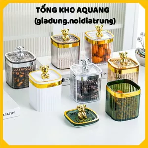 Hũ Mica Đa Năng Nắp Gấu Bearbrick, Hũ Đựng Bánh Kẹo Mứt Tết Gia Vị Cao Cấp Decor, Lọ Đựng Tăm 3598 #