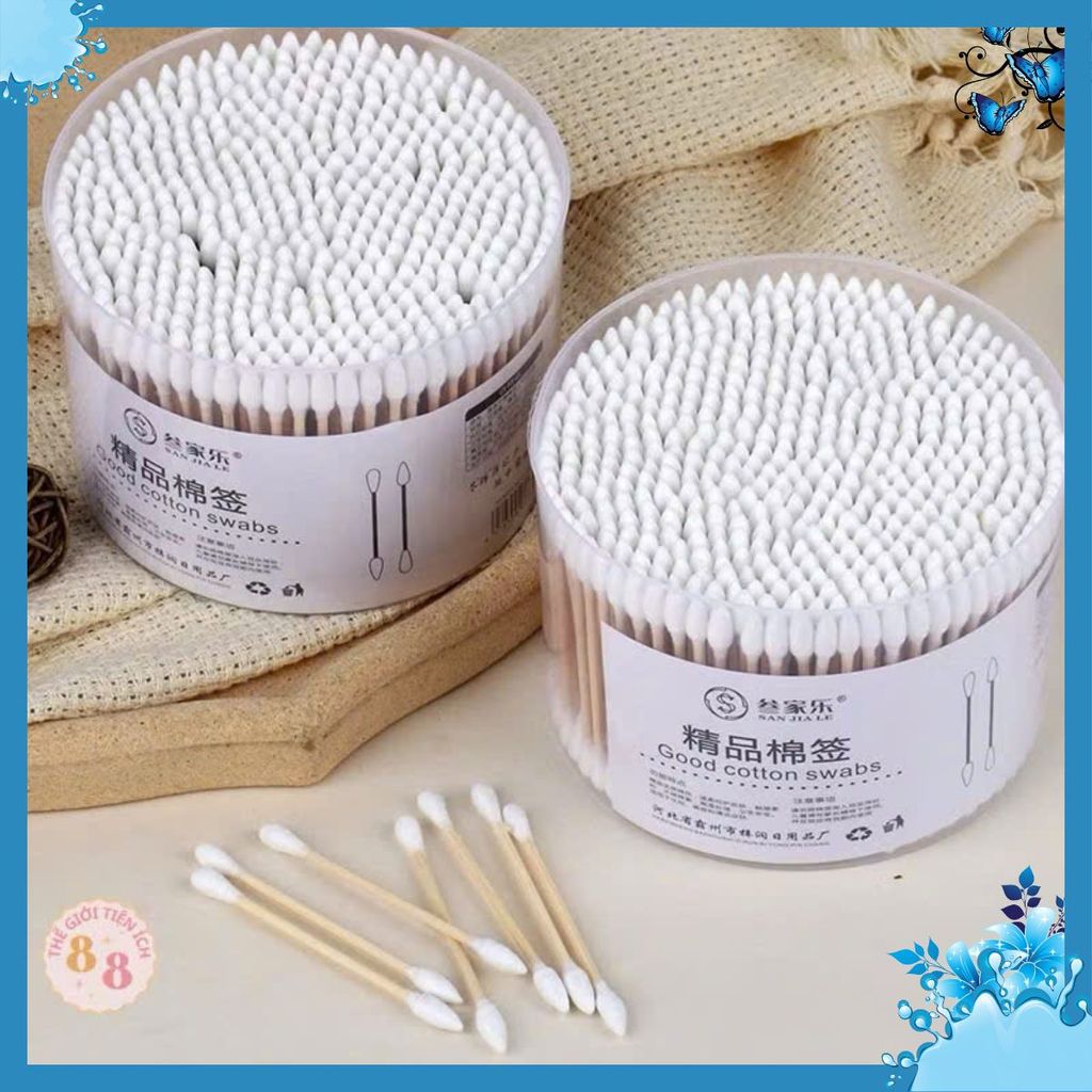 Tăm Bông Ráy Tai Cao Cấp Thân Gỗ Mềm Mại Giúp Vệ Sinh Tai Hiệu Quả - HỘP 500 TĂM BÔNG THÂN GỖ - MÃ: TAM BONG 5002