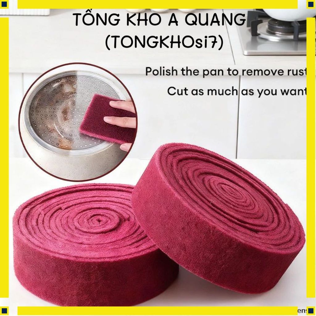 (3 MÉT) MIẾNG CHÀ RỬA NHÁM LÀM SẠCH VẾT ĐEN - Bùi Nhùi Vệ Sinh Nhà Bếp . Giẻ Rửa Bát, Cọ Xoong Nồi Đánh Gỉ Set