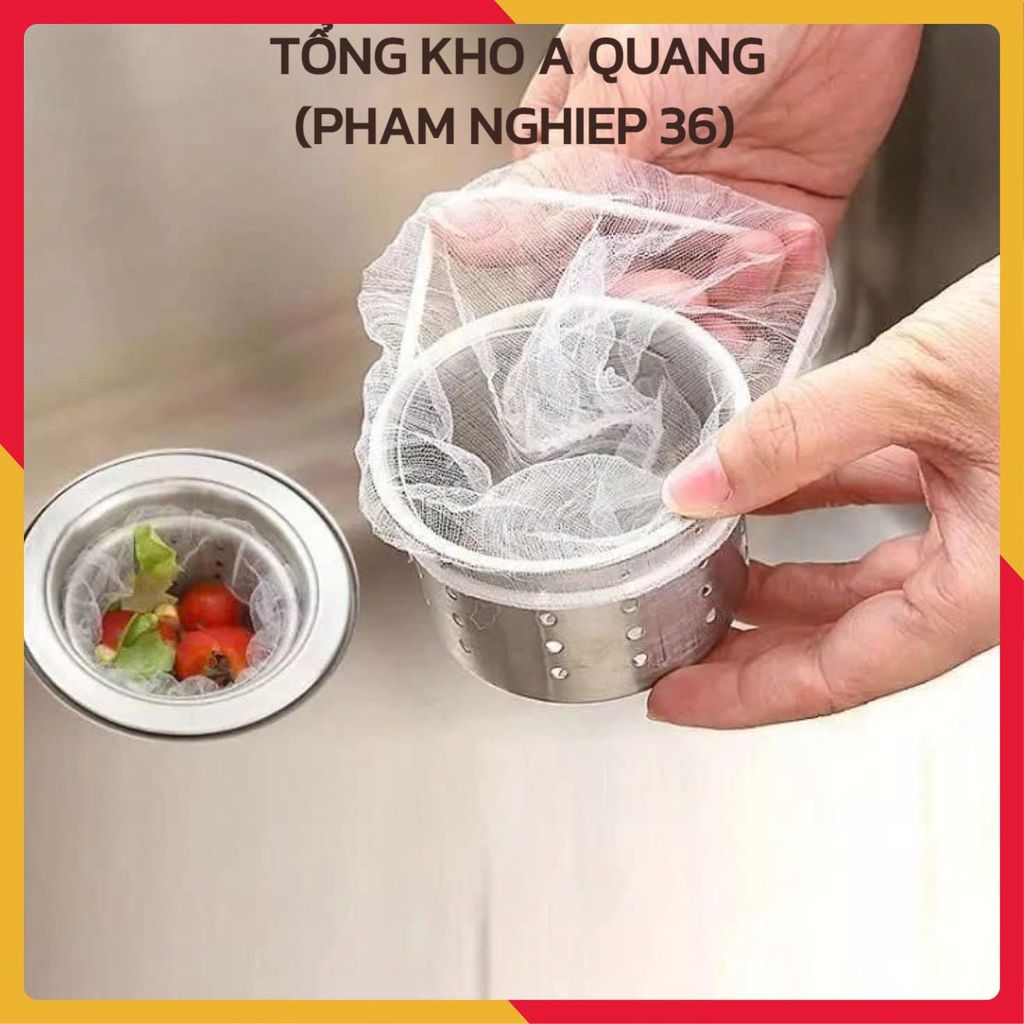 Combo 100 Túi Lọc Rác Bồn Rửa Chén Bát – Túi Lưới Lọc Rác Chậu Rửa Bát Tiện Ích, Bọc Đựng Rác Gọn Gàng