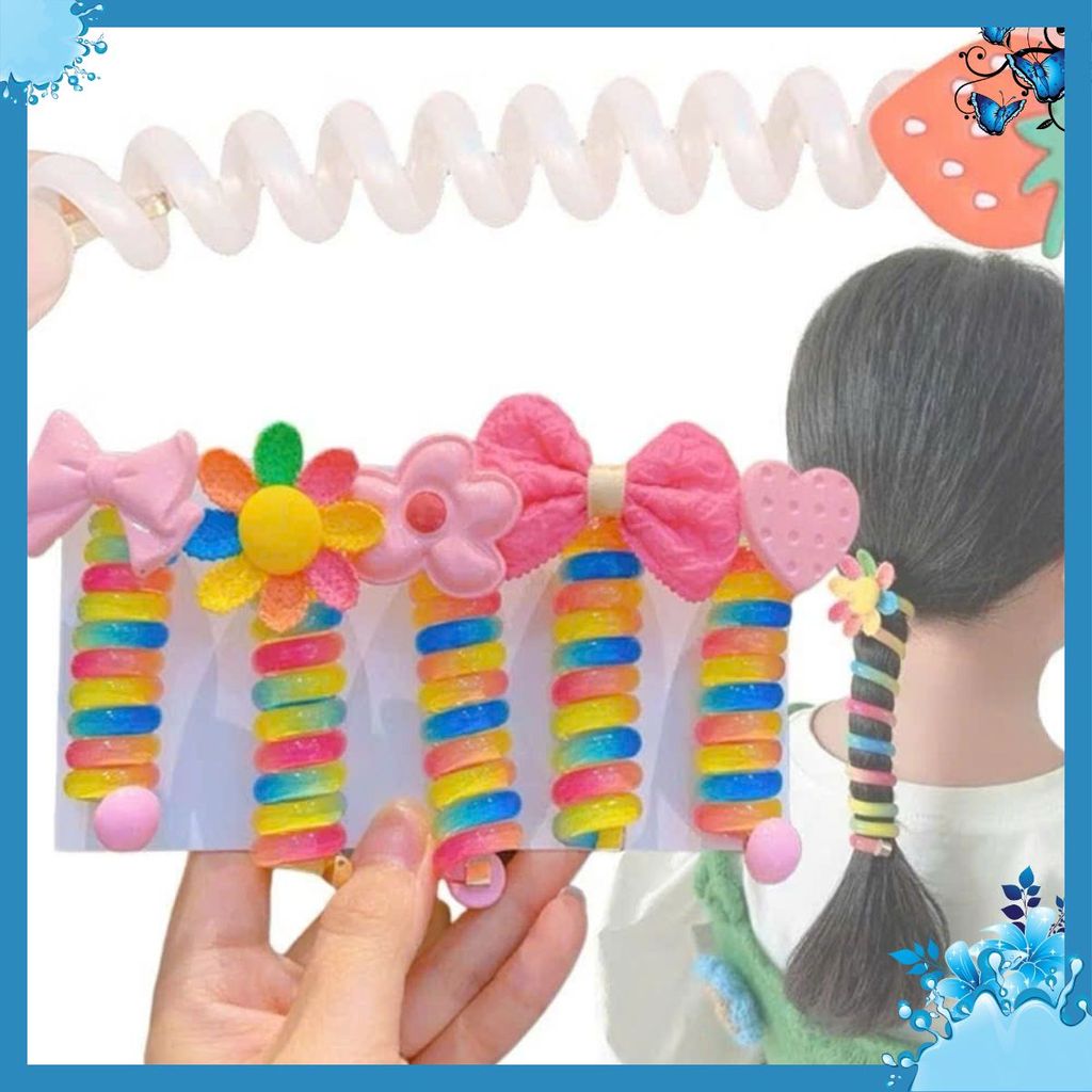 [COMBO 10] Dây Buộc Tóc Lò Xo Cho Bé Gái - Tạo Kiểu Tóc Đẹp- Đính Nơ Bay- Hoa Xinh Xắn- An Toàn