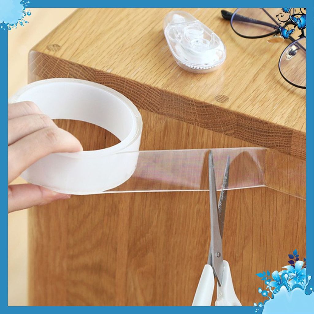 ❌RỘNG 3CM❌ BĂNG DÍNH 2 MẶT DÀI 1M- 3M- 5M CHẤT NANO - Băng Keo Trong Suốt Siêu Dính Mọi Bề Mặt AK568