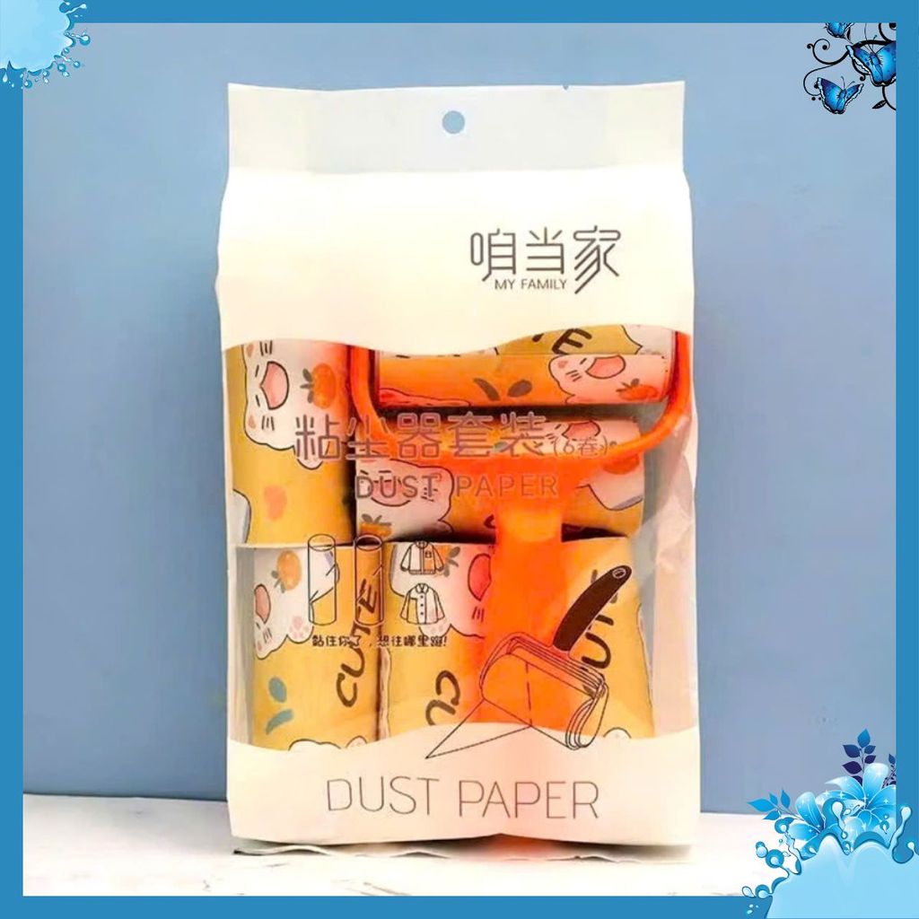 SET CÂY LĂN BỤI KÈM 6 LÕI - Bộ Cây Lăn Bụi 6 Lõi Lăn Thay Thế Làm Sạch Quần Áo- Ga Giường, Sofa, Lông Chó Mèo: CAYLANBUI