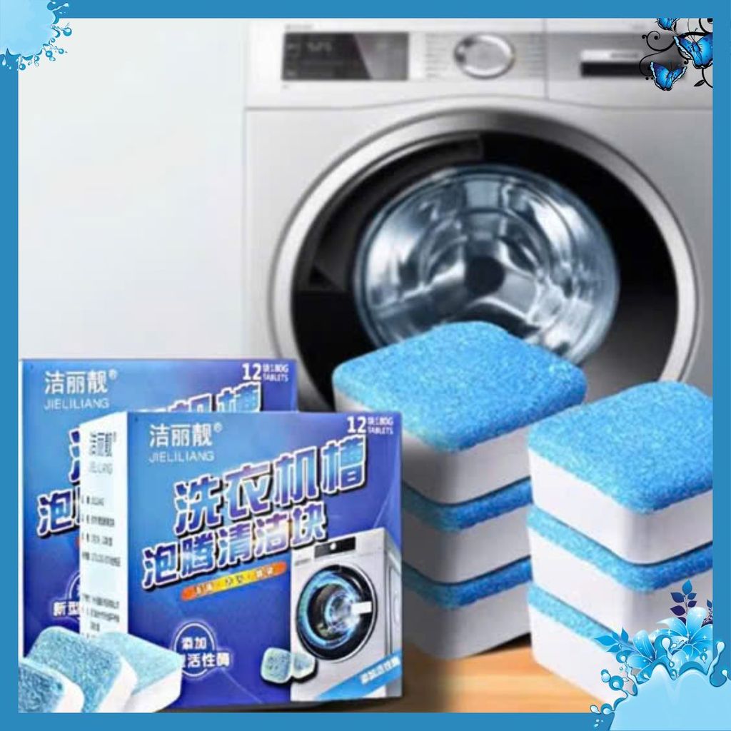 Viên Tẩy Lồng Giặt Đa Năng Đánh Bay Vết Bẩn-Hộp 12 Viên Tẩy Lồng Máy Giặt - HỘP VIÊN TẨY LỒNG KHỬ MÙI CỰC HIỆU QUẢ