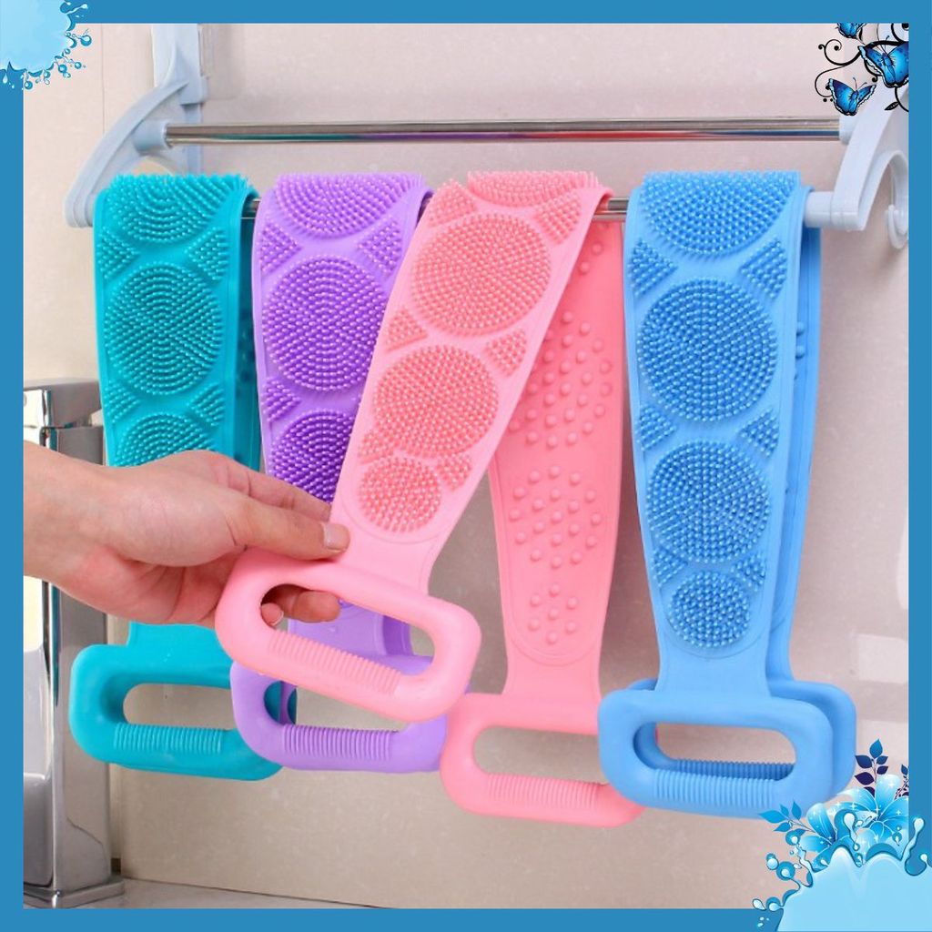 2 Dây Chà Lưng Mềm Mại Tiện Lợi Đai Chà Lưng - Cọ Lưng Silicon 2 Mặt Gai Tẩy Tế Bào Chết
