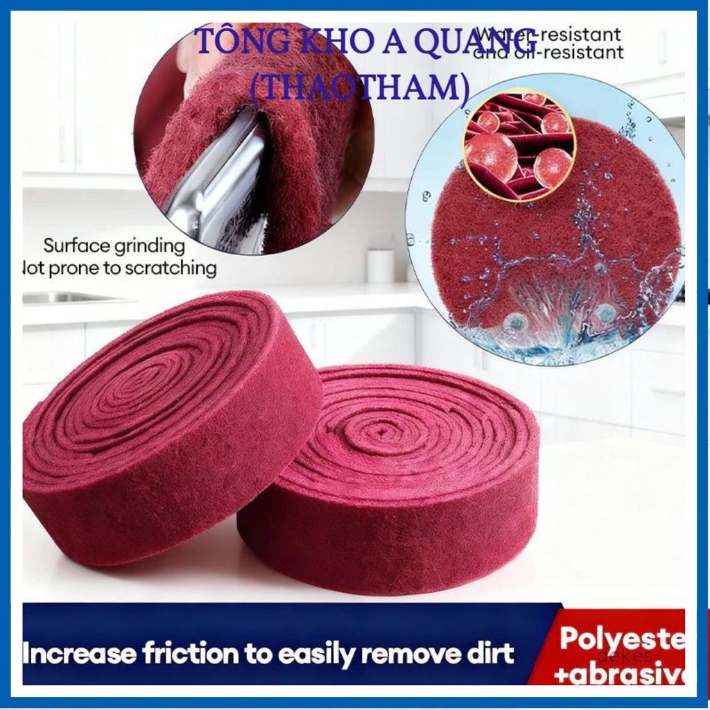 (CUỘN 3 MÉT) Giẻ Rửa Bát Cọ Xoong Nồi Đánh Gỉ Set , Miếng Chà Rửa Nhám Làm Sạch Vết Ố Vết Đen Tiện, Bùi Nhùi Nhà Bếp