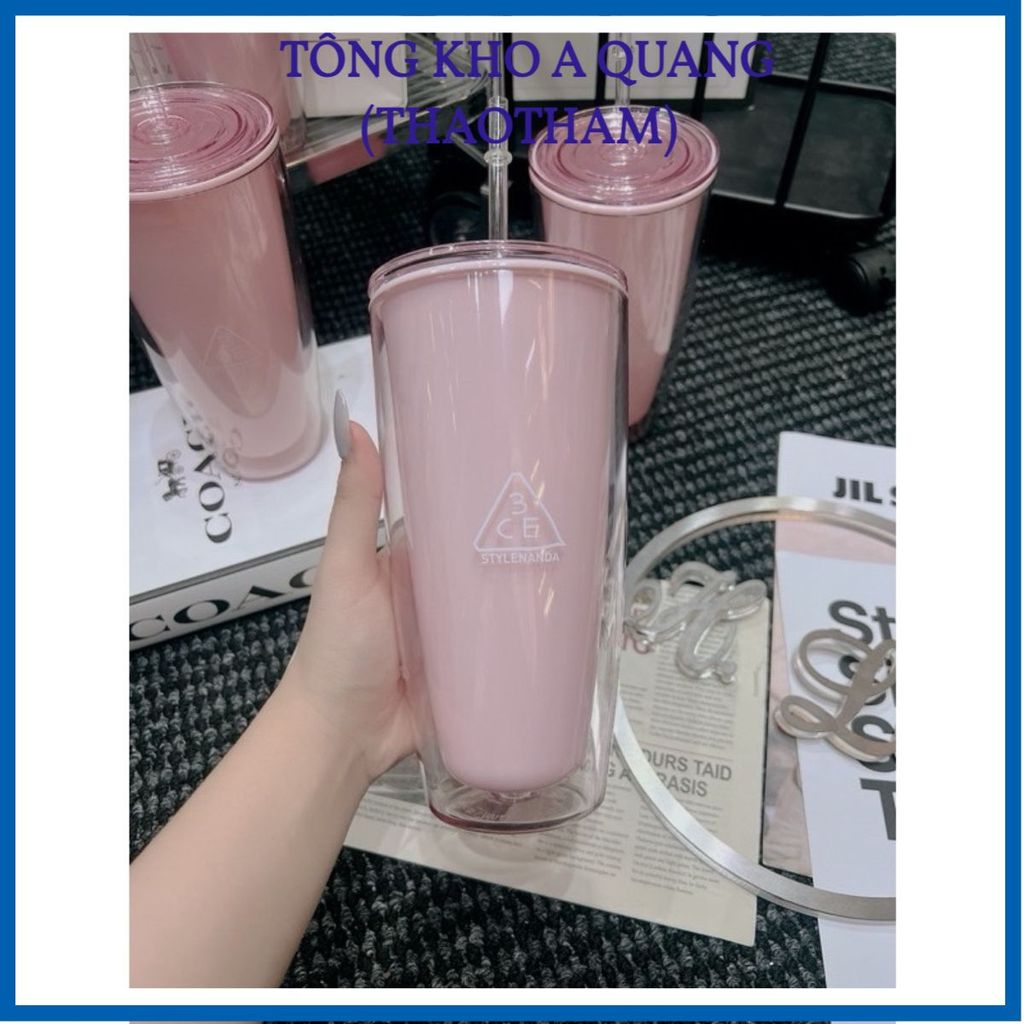 Ly Giữ Nhiệt, Cốc 3CE Nhựa 2 Lớp 720ml Siêu Xinh Tặng Kèm Ống Hút, Cốc Giữ Nhiệt 3CE Style 720ml Bình Nước Cute Có Nắp