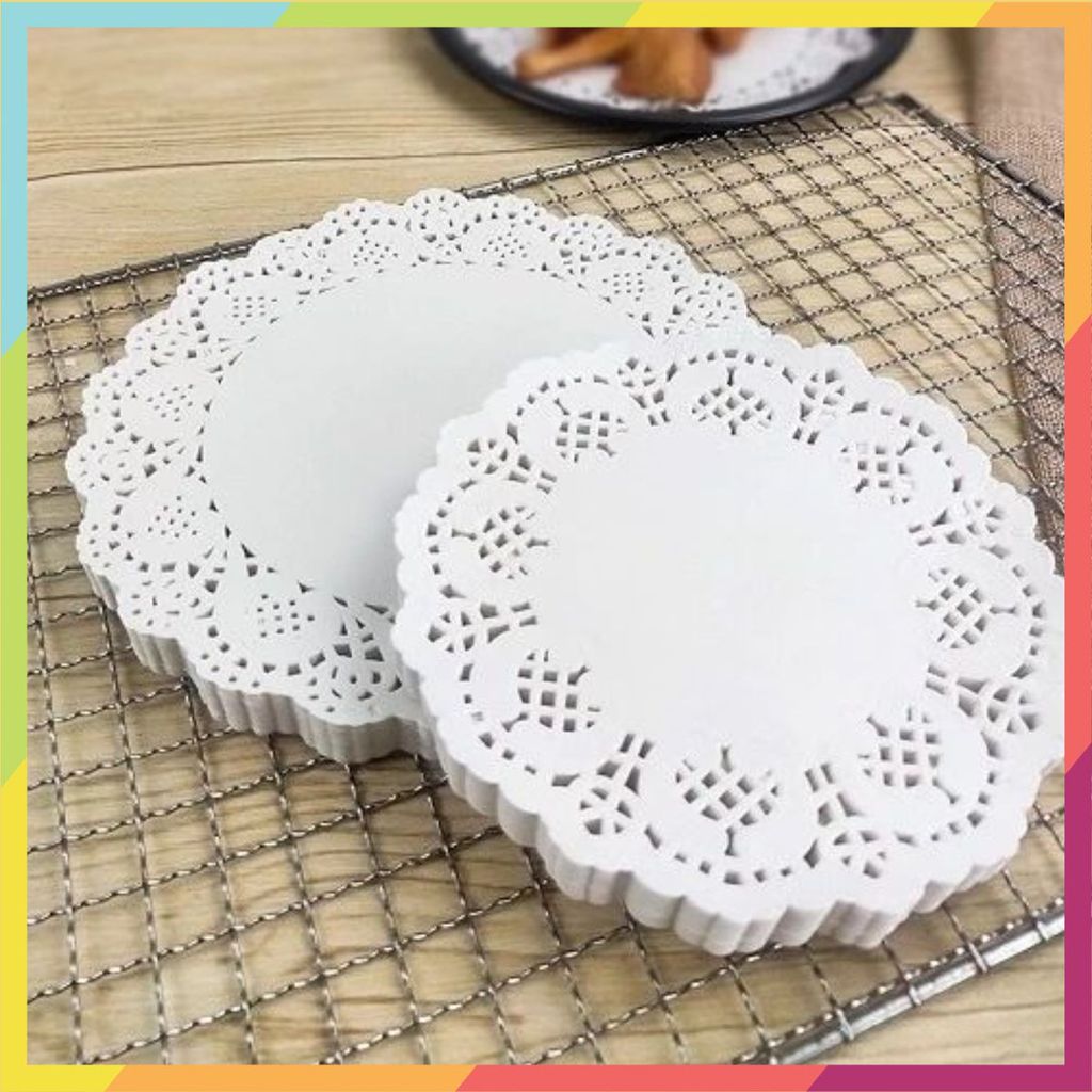 tờ giấy nến lót thấm hút dầu mỡ nồi chiên không dầu - lót đĩa dập hoa văn - SÉT 140 TỜ GIẤY HOA VĂN LÓT ĐĨA THẤM DẦU MỠ