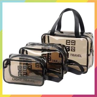 SET 3 TÚI ĐỰNG MỸ PHẨM TRONG SUỐT - Túi Du Lịch Trong Suốt Chống Thấm