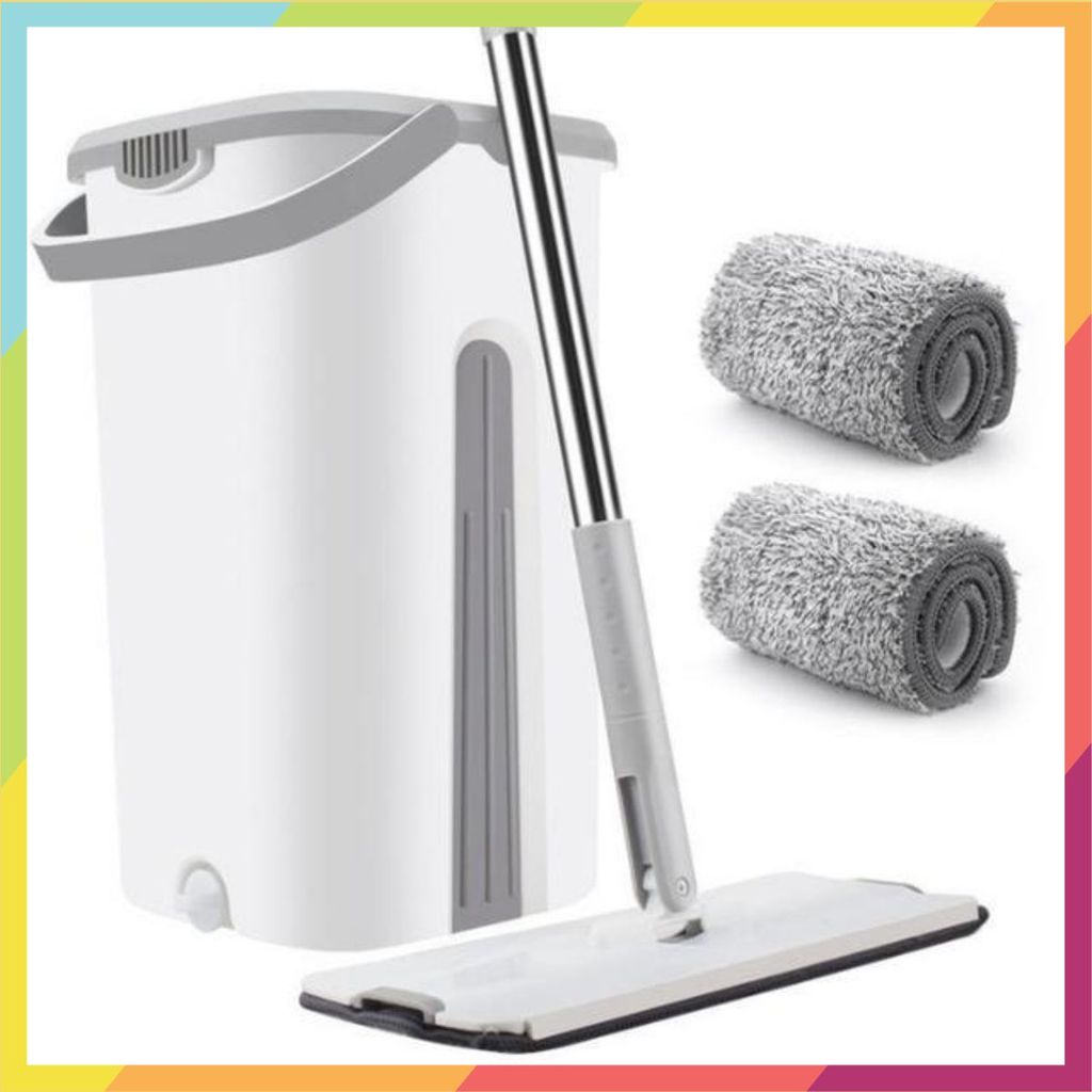 CÂY LAU NHÀ TỰ VẮT THÔNG MINH CAO CẤP-CHỔI LAU NHÀ TÁCH NƯỚC - Bộ Lau Nhà Xoay 360 Độ Kèm Thùng Tiện Lợi I Chổi Lau Nhà