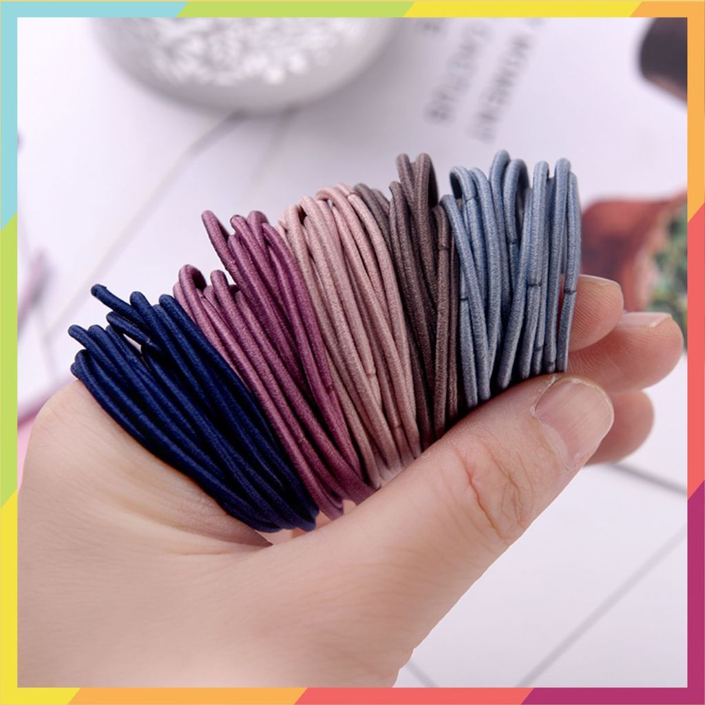 SET 100 DÂY CHUN BUỘC TÓC TRƠN ĐỰNG TÚI ZIP MIX MÀU XINH XẮN - Dây Chun Buộc Tóc Chính Hãng MÃ: AK656