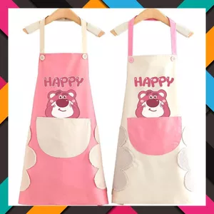 TẠP DỀ CHỐNG THẤM NƯỚC HÌNH GẤU DÂU LOTSO DỄ THƯƠNG - Tạp Dề Nấu Ăn Chống Nước Chống Dầu Túi Đề Điện Thoại Chỗ Lau Tay