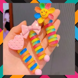 DÂY BUỘC TÓC LÒ XO CHO BÉ GÁI - Dây Lò Xo Tạo Kiểu Tóc Đẹp- Đính Nơ Bay- Hoa Xinh Xắn- An Toàn