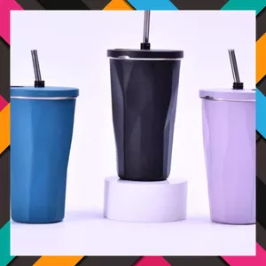 Bình giữ nhiệt phong cách Hàn Quốc nhiều màu có ống hút- LY GIỮ NHIỆT 600ML - MÃ: COC43672