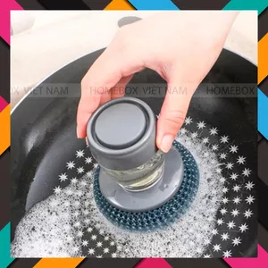 BÀN CHẢI CỌ XOONG NỒI, CỌ BẾP - CỌ RỬA BÁT ĐĨA CÓ BÌNH ĐỰNG XÀ PHÒNG - Dụng Cụ Nhà Bếp Cọ Xoong Nồi Thông Minh AK589