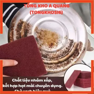 MIẾNG CHÀ RỬA NHÁM LÀM SẠCH VẾT ĐEN TIỆN, BÙI NHÙI NHÀ BẾP, GIẺ RỬA BÁT - Cọ Xoong Nồi Đánh Gỉ Set #