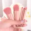 HỘP 5 CÂY CỌ TRANG ĐIỂM CAO CẤP KÈM GƯƠNG MÀU HỒNG - Bộ Cọ Trang Điểm Đa Chức Năng Cầm Tay Đầy Đủ Các Chức Năng Trang