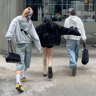 Hot Trendy- Áo Khoác Nỉ Hai Da với Logo Boomerang thời thượng - HoodieX zip Thời Trang Phong Cách