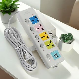 Ổ CẮM ĐIỆN USB ĐA NĂNG CAO CẤP - Phích Cắm Chống Giật Dây Dài 4m- 2 Cổng Cắm USB Có Chốt An Toàn Tiện Dụng