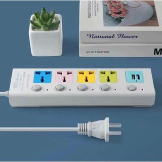 Ổ CẮM ĐIỆN USB ĐA NĂNG CAO CẤP - Phích Cắm Chống Giật Dây Dài 4m- 2 Cổng Cắm USB Có Chốt An Toàn Tiện Dụng
