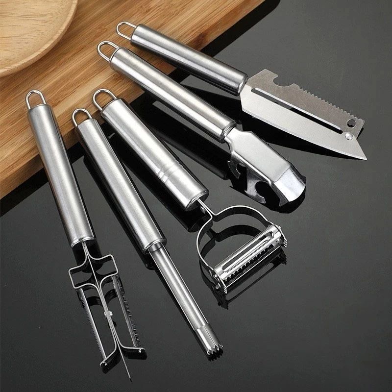 Set 5 Món Dao Đa Năng Cắt Gọt Vỏ Trái Cây - Đánh Vảy Cá - BỘ DỤNG CỤ NẠO BÀO RAU CỦ QUẢ CHẤT LIỆU INOX KHÔNG GỈ