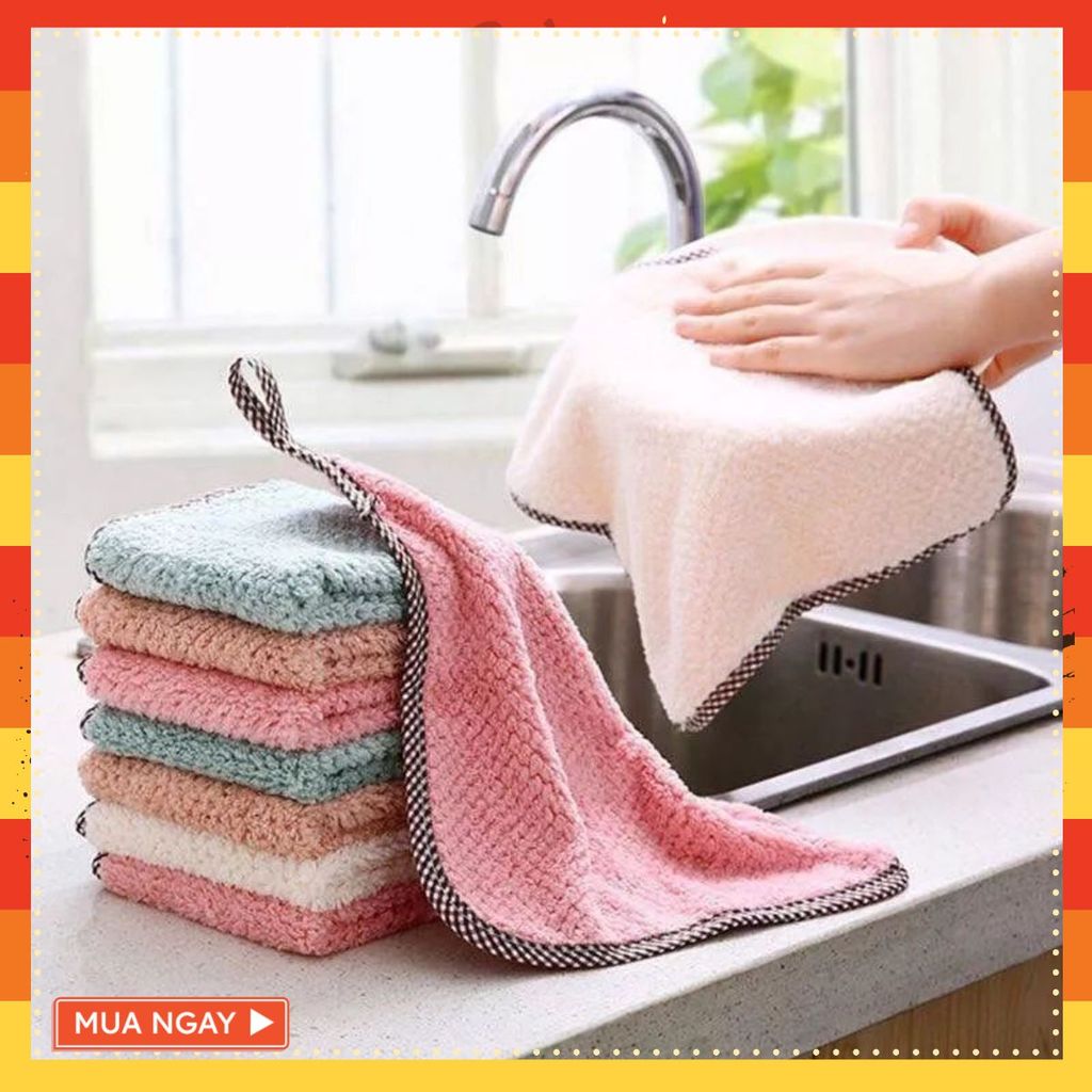 [COMBO 10] KHĂN TREO LAU TAY - Khăn Lau Nhà Bếp Cách Nhiệt Hút Nước - Khăn Rửa Chén - KHĂN LAU VỆ SINH LAU BẾP 2 MẶT