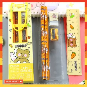 SET DỤNG CỤ HỌC TẬP 5 MÓN- Bộ Dụng Cụ Học Tập 5 Món Hộp Giấy Có Quai Xách Cute-MÃ: DUNGCUHOCTAP5MON