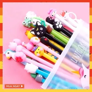 SET BÚT BI ĐẦU THÚ- Combo 20 bút bi đầu hình thú tặng kèm túi zip -MA: BUTBIDAUTHU37