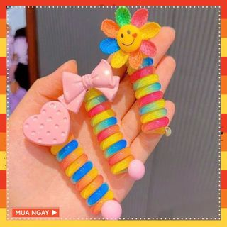 [COMBO 10] DÂY BUỘC TÓC LÒ XO CHO BÉ GÁI - Dây Lò Xo Tạo Kiểu Tóc Đẹp- Đính Nơ Bay- Hoa Xinh Xắn- An Toàn