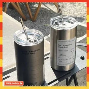 BÌNH NƯỚC LATTE 650ML- Ly Giữ Nhiệt Americano 650ML Inox 304 Kèm Ống Hút- BINHGIUNHIET