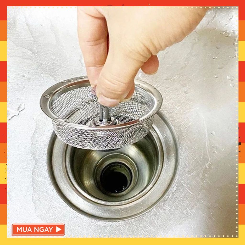 [COMBO 10] GIỎ LỌC RÁC INOX CAO CẤP ĐẬY BỒN RỬA CHÉN BÁT THOÁT NƯỚC NHANH - Giỏ Lọc Rác Bồn Rửa Chén - Lưới Inox Có Núm
