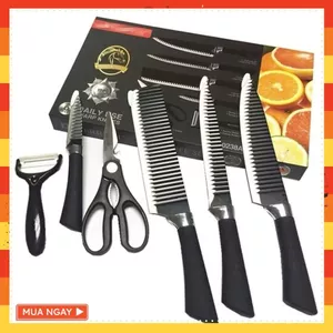 Bộ Dao Nhật 6 Món Cao Cấp Asakh Đa Năng Tiện Dụng - SET DAO SÓNG 6 CHI TIẾT - MÃ: DAO37R
