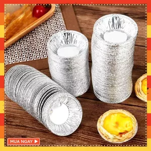 KHUÔN GIẤY BẠC LÀM BÁNH - Set 250 Khuôn giấy bạc Làm Bánh Tart Bằng Lá Nhôm - Đế- Chén Giấy Bạc - BAT BAC NUONG