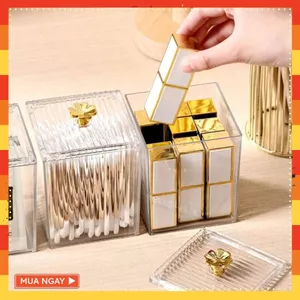 HỘP NHỰA ĐA NĂNG TRONG SUỐT- Hộp đựng tăm bông- hộp đựng bông tẩy trang có nắp trong suốt- đựng đồ đa năng cao cấp : HỘP