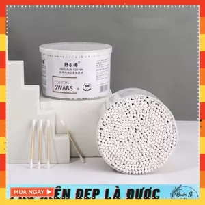 HỘP 500 TĂM BÔNG THÂN GỖ - Hộp Lớn 500 Que Tăm Bông Y Tế - Tăm Bông Trang Điểm- Spa - Bông Ngoáy Tai Que Gỗ
