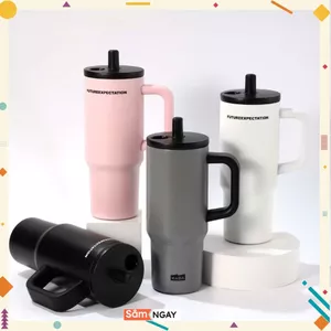 LY GIỮ NHIỆT HAPPY SUPPY 700ML – Có Quai Cầm- Ống Hút- Thiết Kế Dễ Thương- Dành Cho Người Bận Rộn